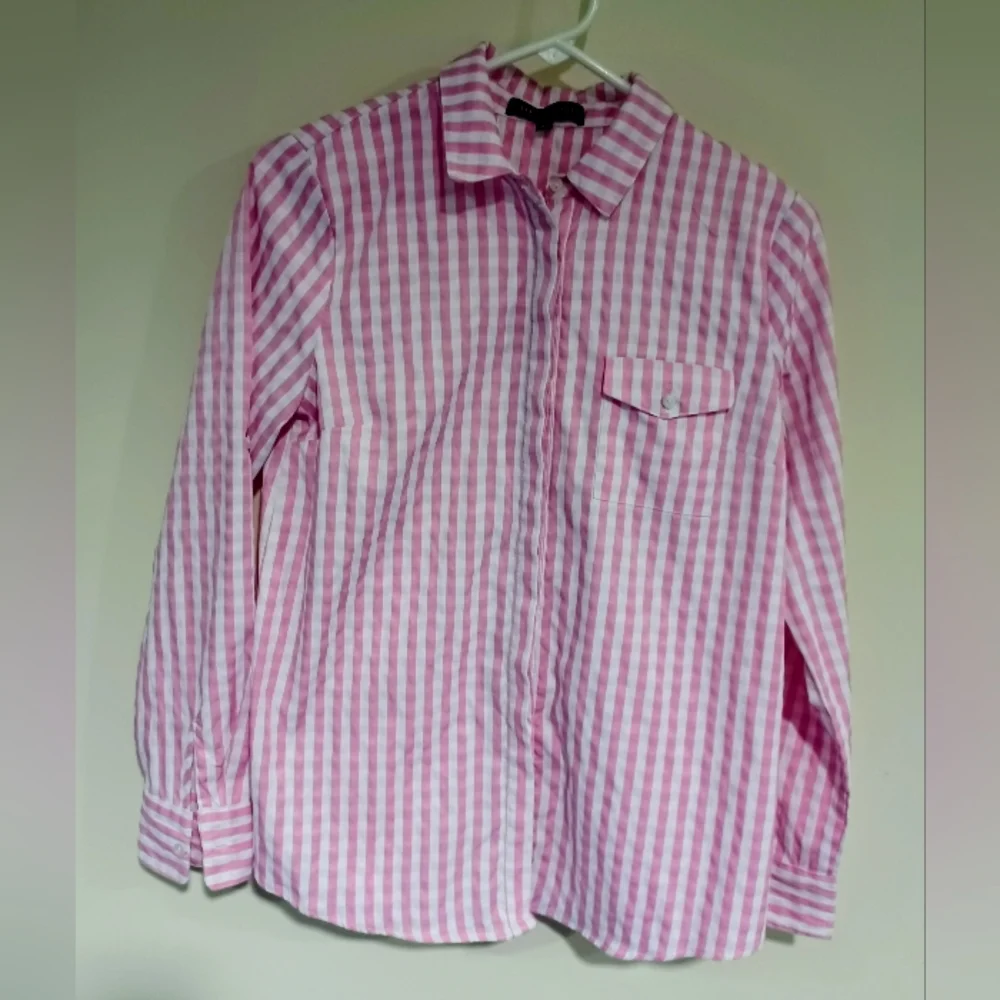 Classic Pink and White Gingham Button Down Shirt - Picture 1 of 5